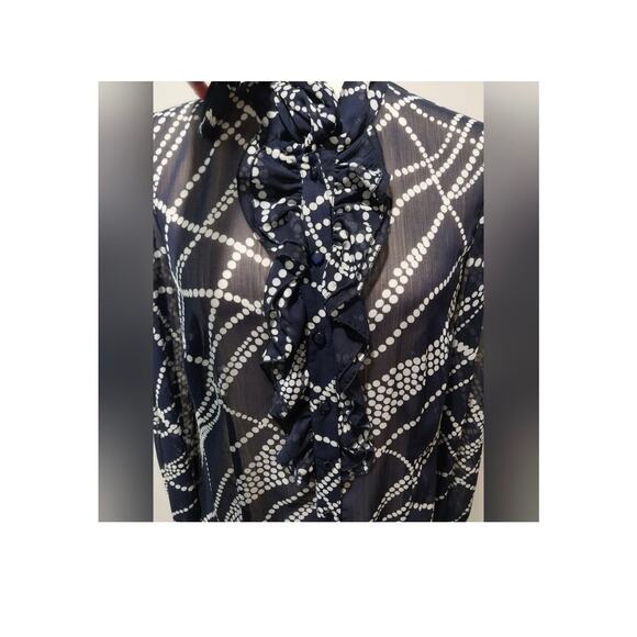 Gorgeous Maurices Sheer Navy Blue Blouse Size Large - Picture 3 of 9